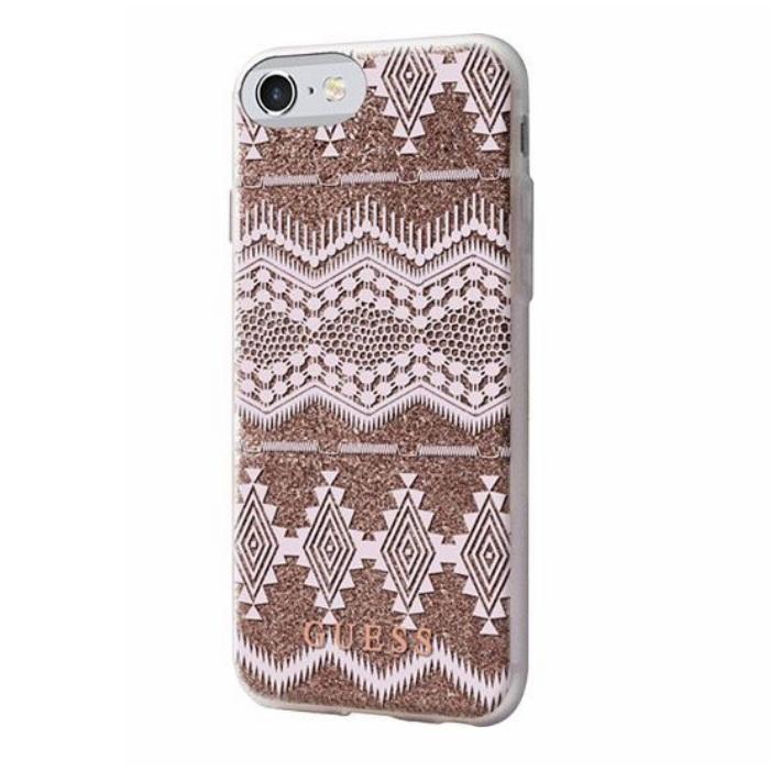 Дизайнерски термополиуретанов кейс за iPhone 8, iPhone 7, iPhone 6S, iPhone 6 - Guess Aztec Soft TPU Case (прозрачен-златист) | JAR Computers Дизайнерски термополиуретанов кейс за iPhone 8, iPhone 7, iPhone 6S, iPhone 6 - Guess Aztec Soft TPU Case (прозрачен-златист)