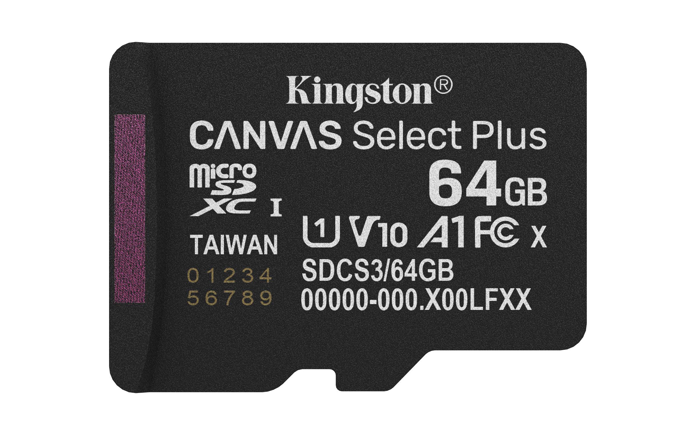 Kingston Technology Canvas Select Plus Gen3 64 GB MicroSDXC UHS-I Клас 10