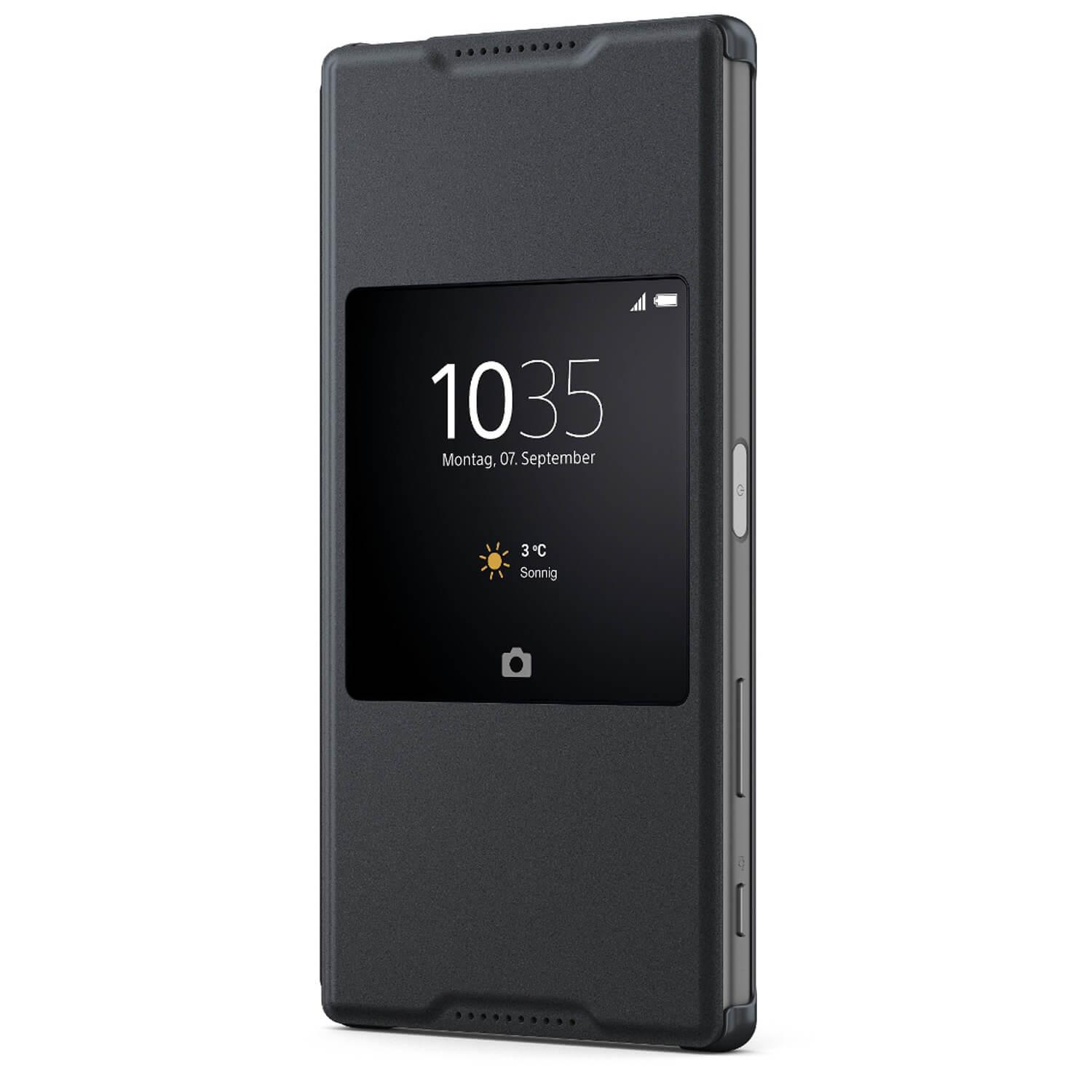 Оригинален кожен кейс и поставка за Xperia Z5 Premium - Sony Flip Case Smart Style Cover SCR46 (черен) | JAR Computers Оригинален кожен кейс и поставка за Xperia Z5 Premium - Sony Flip Case Smart Style Cover SCR46 (черен)