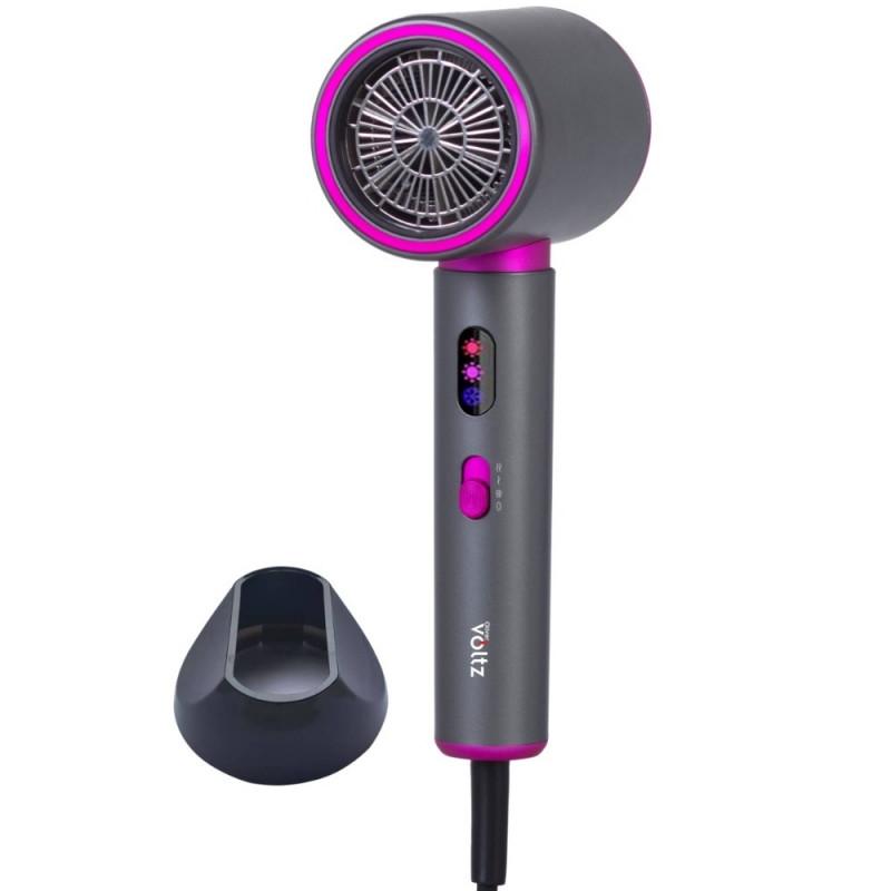 Сешоар Oliver Voltz OV51100R, 2200W, 3 степени, DC мотор, Студен въздух, LED индикатори, Сив/лилав | JAR Computers Сешоар Oliver Voltz OV51100R, 2200W, 3 степени, DC мотор, Студен въздух, LED индикатори, Сив/лилав