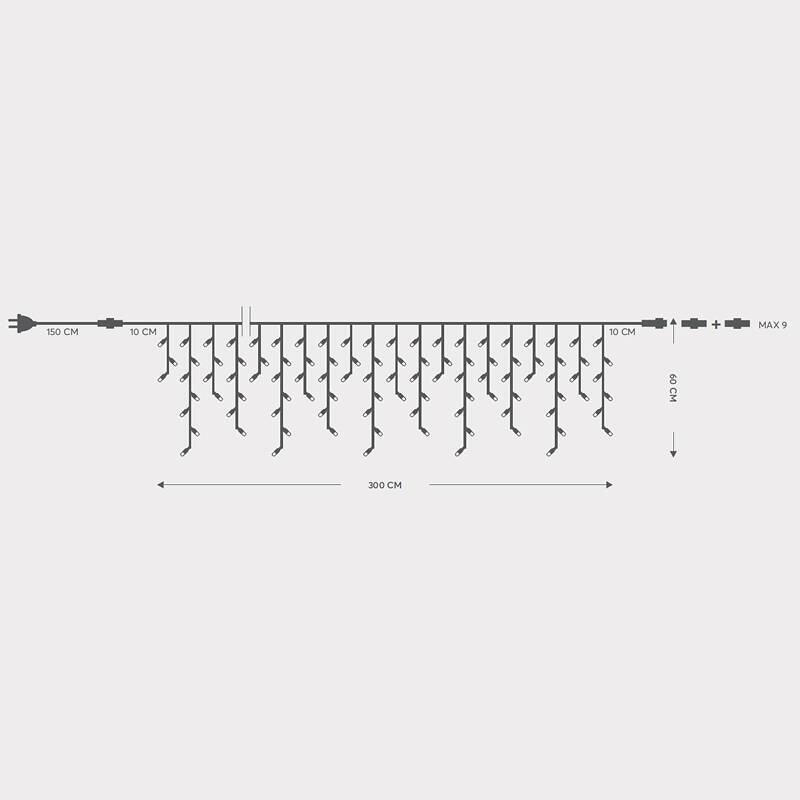 Висящи лампички ICICLE, 144 LED, бяла, 230V, IP65, зелен кабел | JAR Computers Висящи лампички ICICLE, 144 LED, бяла, 230V, IP65, зелен кабел