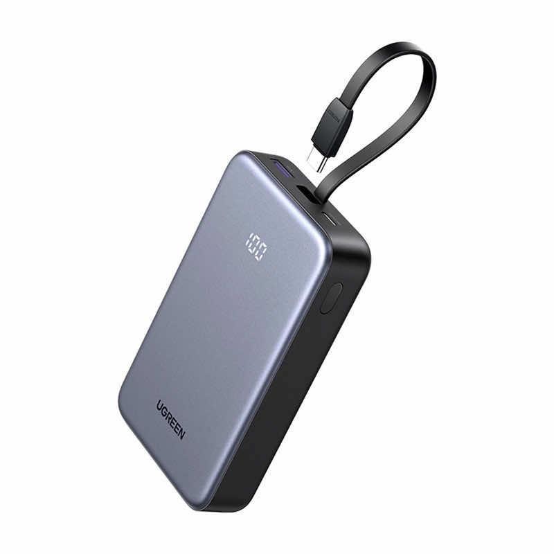 Външна батерия с вграден USB-C кабел, USB-C и USB-A портове - Ugreen Power Bank With Built-in USB-C Cables 20W 20000 mAh (черен) | JAR Computers Външна батерия с вграден USB-C кабел, USB-C и USB-A портове - Ugreen Power Bank With Built-in USB-C Cables 20W 20000 mAh (черен)