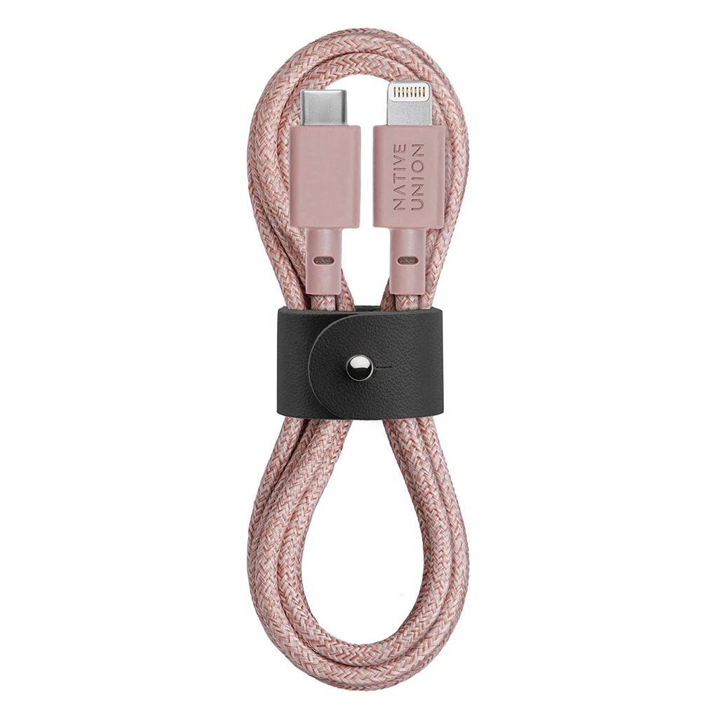 Здрав плетен USB-C към Lightning кабел за Apple устройства с Lightning порт - Native Union Belt Cable USB-C to Lightning (120 см) (розов) | JAR Computers Здрав плетен USB-C към Lightning кабел за Apple устройства с Lightning порт - Native Union Belt Cable USB-C to Lightning (120 см) (розов)