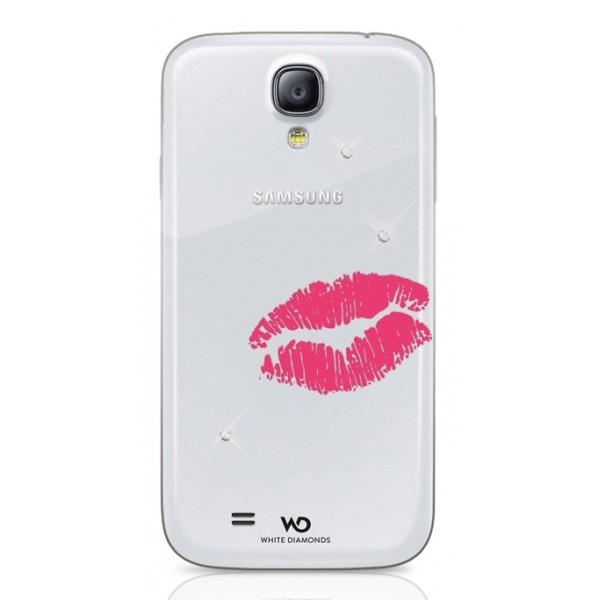 Дизайнерски кейс за Samsung Galaxy S4 (с кристали на Сваровски) - прозрачен - White Diamonds Lipstick Kiss | JAR Computers Дизайнерски кейс за Samsung Galaxy S4 (с кристали на Сваровски) - прозрачен - White Diamonds Lipstick Kiss