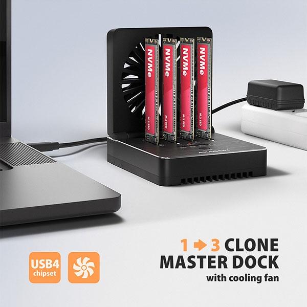 Dock USB4-C to 4xM.2 NVME SSD, AXAGON ADSA-M2C44 | JAR Computers Dock USB4-C to 4xM.2 NVME SSD, AXAGON ADSA-M2C44
