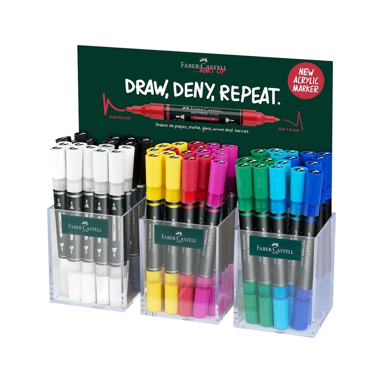 Faber-Castell Акрилен маркер Multimark, 54 броя в 3 чаши | JAR Computers Faber-Castell Акрилен маркер Multimark, 54 броя в 3 чаши