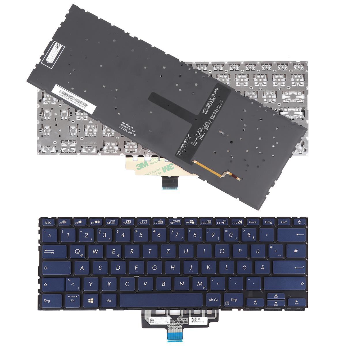 Клавиатура за лаптоп Asus ZenBook UX434 UX434F UX434FA Тъмно Синя Без Рамка с Малък Ентър, С Подсветка | JAR Computers Клавиатура за лаптоп Asus ZenBook UX434 UX434F UX434FA Тъмно Синя Без Рамка с Малък Ентър, С Подсветка