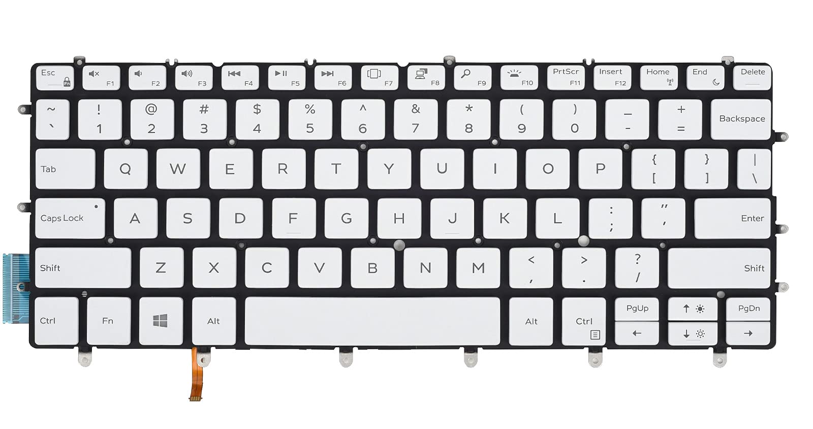 Клавиатура за лаптоп Dell XPS 13 9370 Бяла Без Рамка (Малък Ентър) с Подсветка / White Without Frame US With Backlit | JAR Computers Клавиатура за лаптоп Dell XPS 13 9370 Бяла Без Рамка (Малък Ентър) с Подсветка / White Without Frame US With Backlit