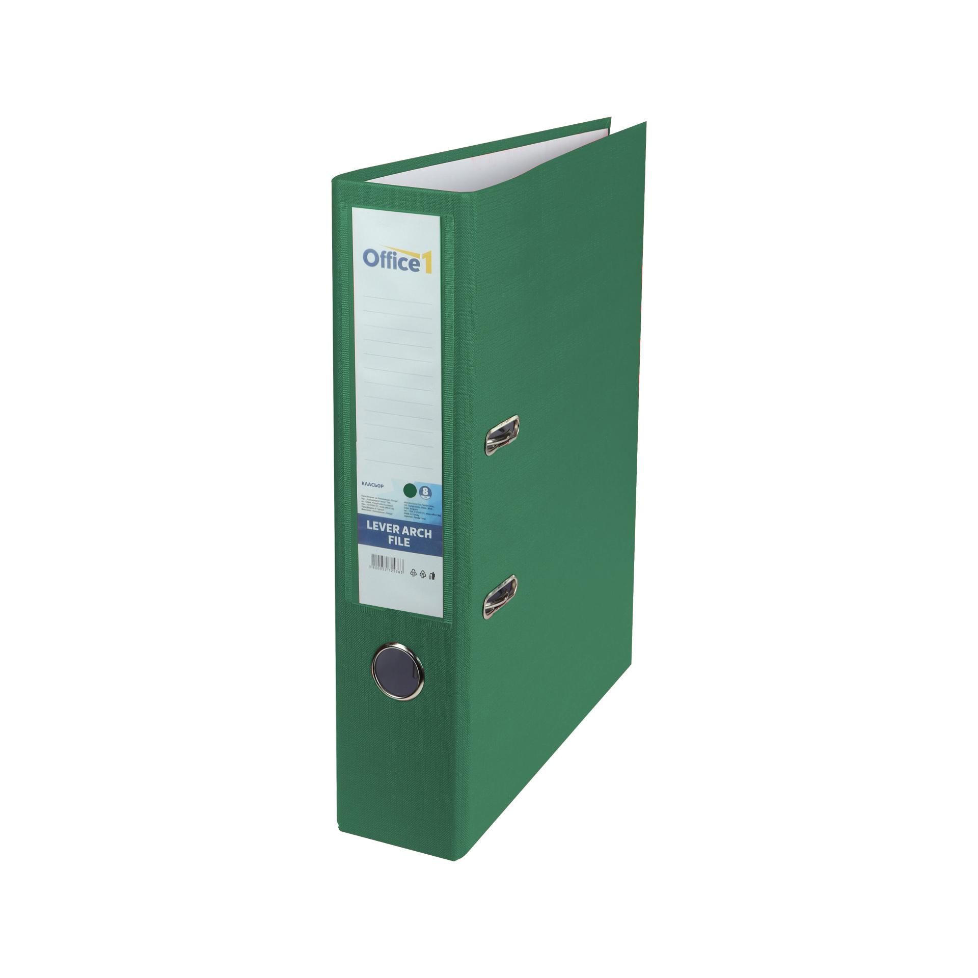 Office 1 Класьор, 8 cm, PVC, без метален кант, зелен