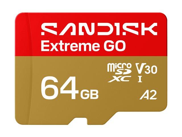 SANDISK Extreme GO microSDXC UHS-I Card 64GB MicroSD 170MB/s Read / 80MB/s Write 5K video | JAR Computers SANDISK Extreme GO microSDXC UHS-I Card 64GB MicroSD 170MB/s Read / 80MB/s Write 5K video