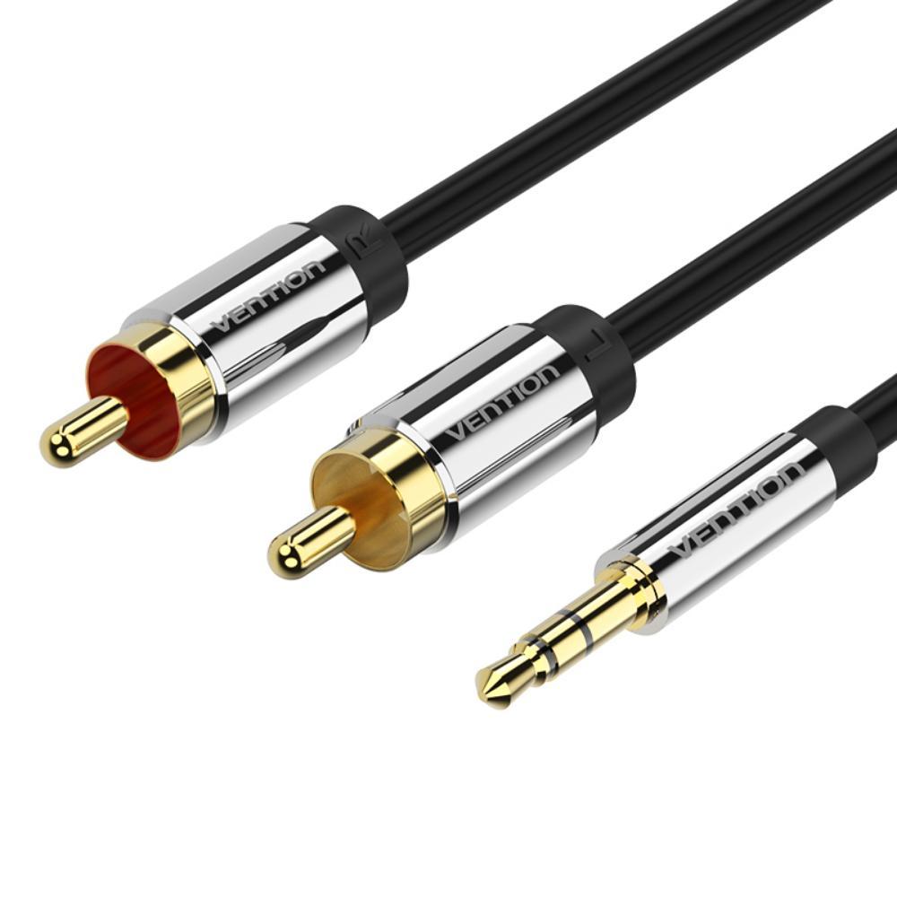 VENTION 3.5mm Male to 2RCA Male Audio Cable 5M Black Metal Type (BCFBJ) (VENBCFBJ) | JAR Computers VENTION 3.5mm Male to 2RCA Male Audio Cable 5M Black Metal Type (BCFBJ) (VENBCFBJ)