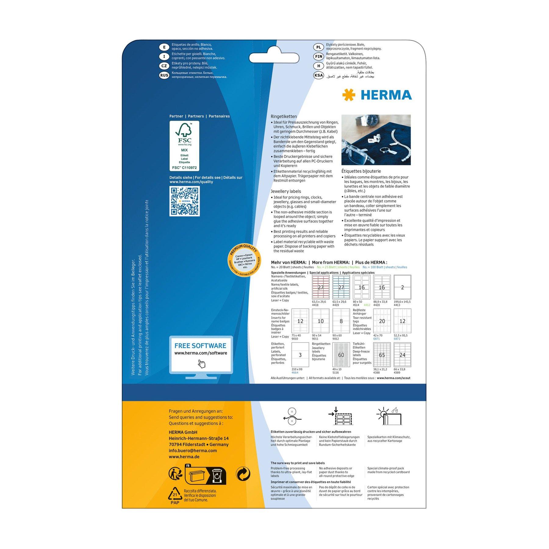 Herma Самозалепващи се етикети, за ръчно надписване, 49 x 10 mm, 60 броя, 25 листа | JAR Computers Herma Самозалепващи се етикети, за ръчно надписване, 49 x 10 mm, 60 броя, 25 листа