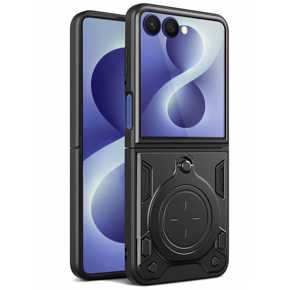 Хибриден удароустойчив кейс с вградена поставка за Samsung Galaxy Z Flip8 - Techsuit CamGuard Pro Case (черен) | JAR Computers Хибриден удароустойчив кейс с вградена поставка за Samsung Galaxy Z Flip8 - Techsuit CamGuard Pro Case (черен)