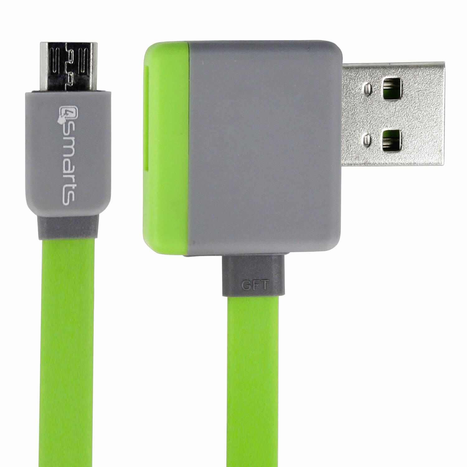 Компактен microUSB кабел с USB изход за мобилни устройства с microUSB вход - 4smarts StackWire Micro-USB Data Cable 1m (сив-зелен) | JAR Computers Компактен microUSB кабел с USB изход за мобилни устройства с microUSB вход - 4smarts StackWire Micro-USB Data Cable 1m (сив-зелен)