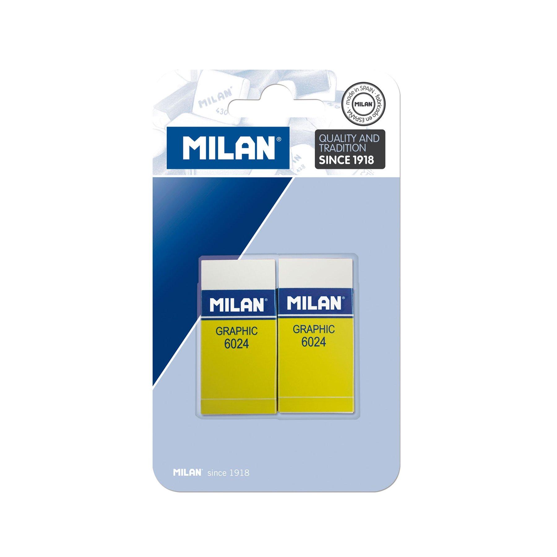 Milan Гума за молив 6024, с картонен ръкав, 2 броя в блистер, опаковка 25 | JAR Computers Milan Гума за молив 6024, с картонен ръкав, 2 броя в блистер, опаковка 25