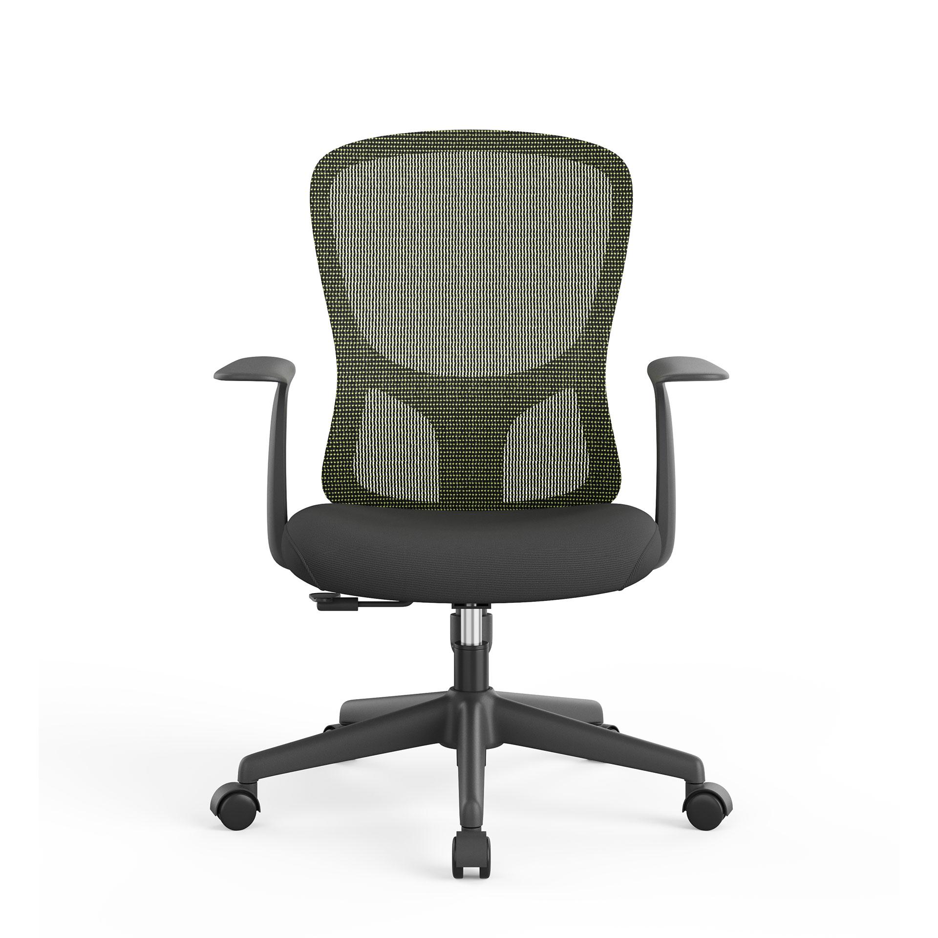 Офис стол RFG Smarter W, дамаска и меш, до 120 kg, черна седалка, зелена облегалка