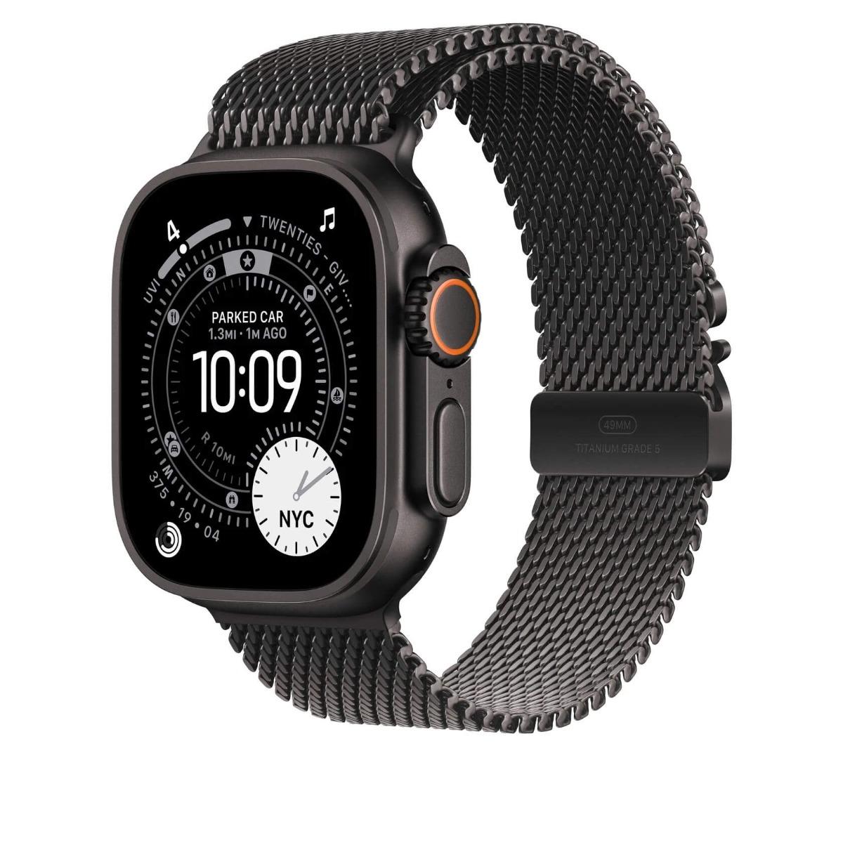 Оригинална титаниева каишка за Apple Watch 44мм, 45мм, 46мм, Ultra 49мм - Apple Milanese Loop Black Titanium Large (черен) | JAR Computers Оригинална титаниева каишка за Apple Watch 44мм, 45мм, 46мм, Ultra 49мм - Apple Milanese Loop Black Titanium Large (черен)