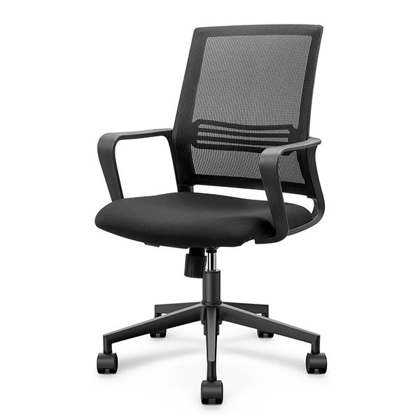 Работен стол Deli LYON, мрежа и дамаска, черна РР база, фиксирани подлакътници, черен | JAR Computers Работен стол Deli LYON, мрежа и дамаска, черна РР база, фиксирани подлакътници, черен