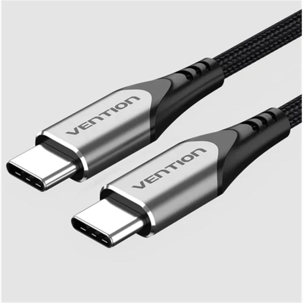 VENTION Nylon Braided Type-C to Type-C 3A/PD 60W Cable 1M Gray Aluminum Alloy Type (TADHF) (VENTADHF) | JAR Computers VENTION Nylon Braided Type-C to Type-C 3A/PD 60W Cable 1M Gray Aluminum Alloy Type (TADHF) (VENTADHF)