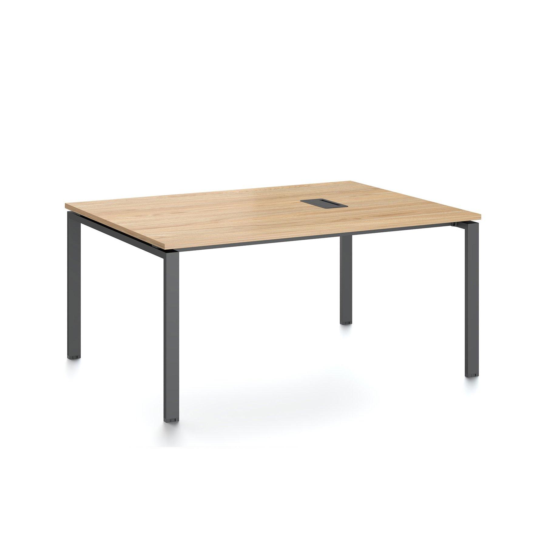 Заседателна маса RFG Monaco, 1600 x 1200 x 750 mm, ПДЧ 25 mm, с отвор за кабели, плот бряст, черни метални крака