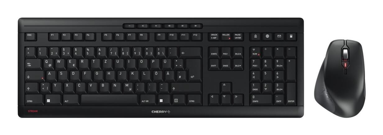 CHERRY JD-8550DE-2 клавиатура Включена мишка В къщи/В офис РЧ безжичен QWERTZ Немски Черен