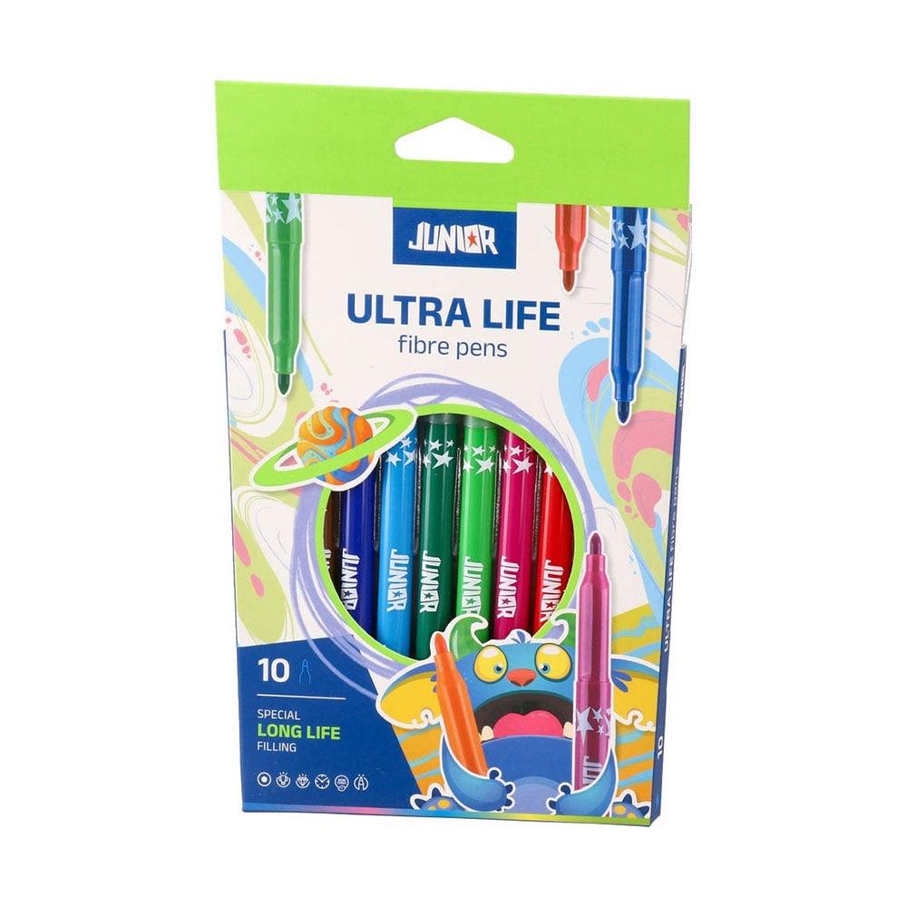 Флумастери Junior Ultra Life, дълготрайни, 10 цвята