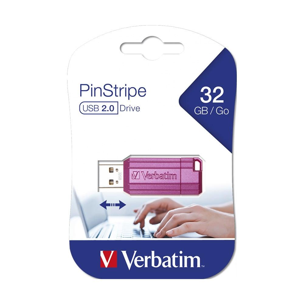 Verbatim USB флаш памет Pinstripe, USB 2.0, 32 GB, розова | JAR Computers Verbatim USB флаш памет Pinstripe, USB 2.0, 32 GB, розова