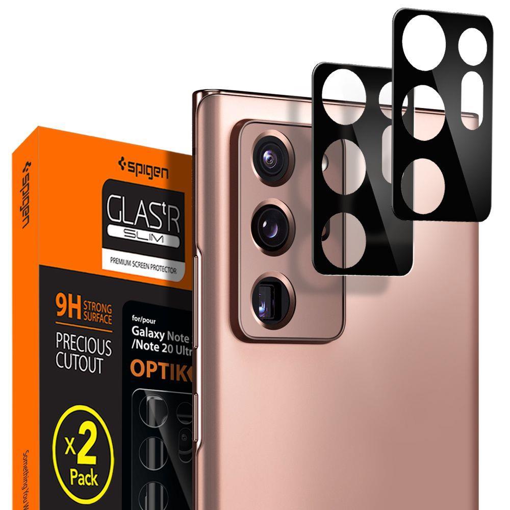 2 броя предпазни стъклени протектори за камерата на Samsung Galaxy Note 20 Ultra - Spigen Optik Lens Protector (черен) | JAR Computers 2 броя предпазни стъклени протектори за камерата на Samsung Galaxy Note 20 Ultra - Spigen Optik Lens Protector (черен)