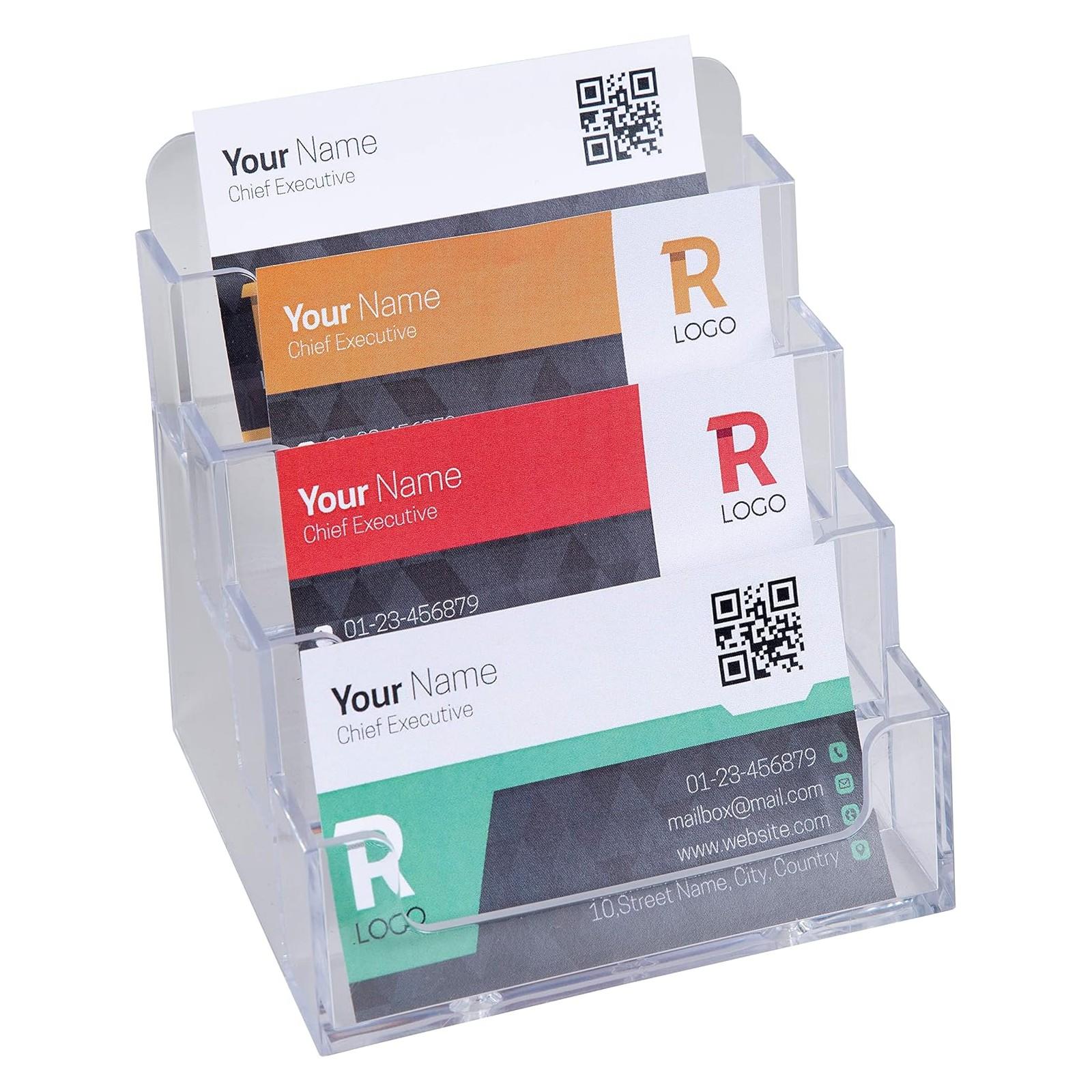 Поставка за визитки EXACOMPTA, 102x109х107 мм, настолна, кристална, 4 отделения | JAR Computers Поставка за визитки EXACOMPTA, 102x109х107 мм, настолна, кристална, 4 отделения