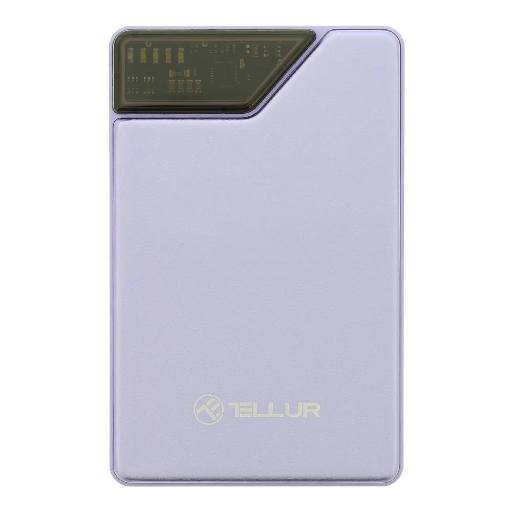 Tellur TLL158441 външна батерия 10000 mAh с вградени USB-C и Lightning кабели, QC3.0, PD, лилава | JAR Computers Tellur TLL158441 външна батерия 10000 mAh с вградени USB-C и Lightning кабели, QC3.0, PD, лилава
