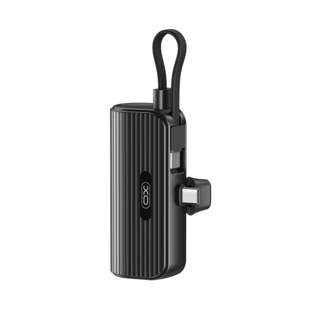 XO Power Bank 5000 mAh 20W, USB-C порт + вграден кабел Type-C /черен/ - PR220 | JAR Computers XO Power Bank 5000 mAh 20W, USB-C порт + вграден кабел Type-C /черен/ - PR220