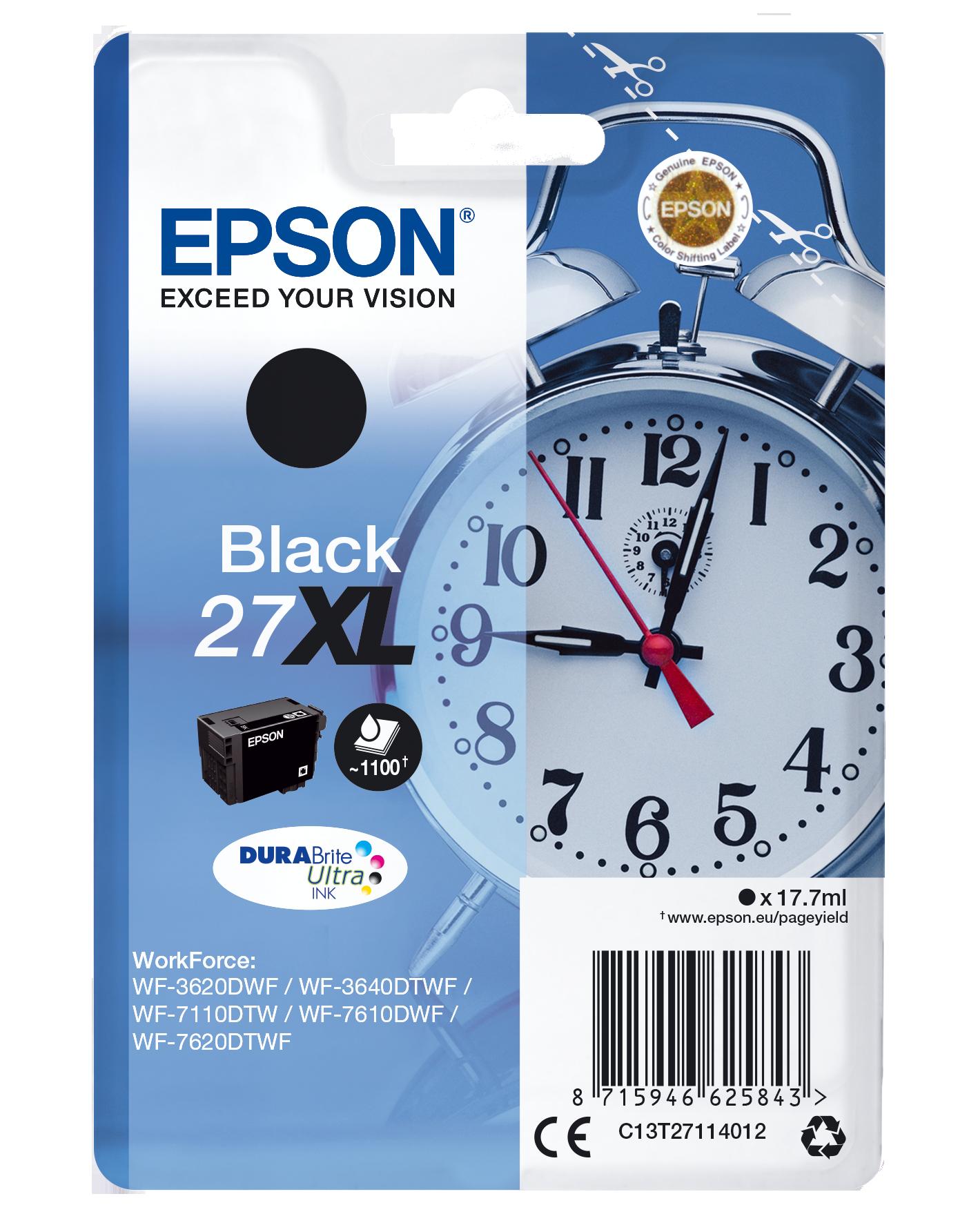 Глава за Epson WorkForce WF-3600/WF-7600/WF-7700 Series - Ink - /27XL/ / C13T27114012 - Black - XL - PN C13T27114012 | JAR Computers Глава за Epson WorkForce WF-3600/WF-7600/WF-7700 Series - Ink - /27XL/ / C13T27114012 - Black - XL - PN C13T27114012