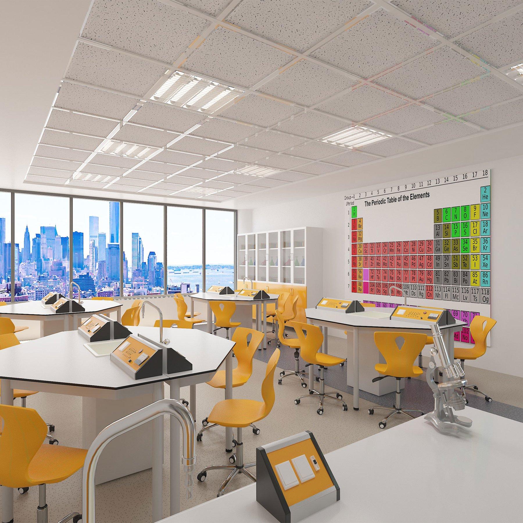 Кабинет по химия и биология RFG Hexa, за 24 ученика, HPL плот, бяло-жълт | JAR Computers Кабинет по химия и биология RFG Hexa, за 24 ученика, HPL плот, бяло-жълт