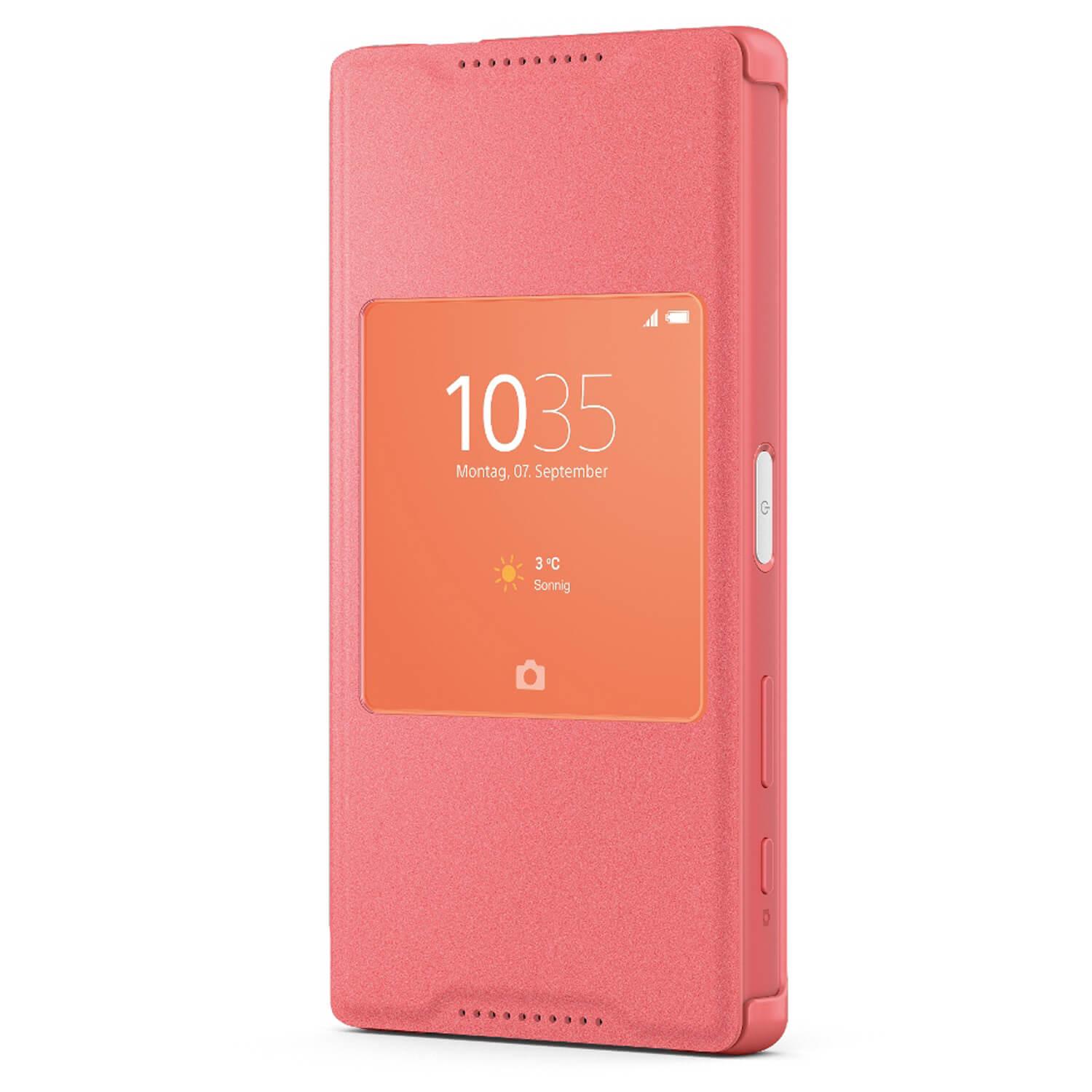 Оригинален кожен кейс и поставка за Xperia Z5 Compact - Sony Flip Case Smart Style Cover SCR44 (коралов) | JAR Computers Оригинален кожен кейс и поставка за Xperia Z5 Compact - Sony Flip Case Smart Style Cover SCR44 (коралов)