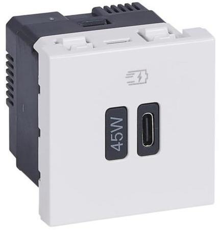 Розетка USB за зареждане тип C Power Delivery 45W 2 мод. цвят Бял Mosaic Legrand | JAR Computers Розетка USB за зареждане тип C Power Delivery 45W 2 мод. цвят Бял Mosaic Legrand