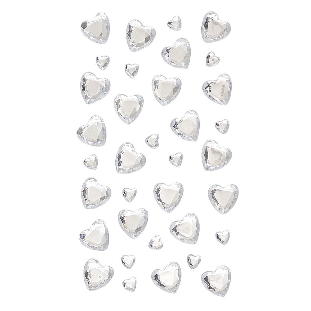 Самозалепващи кристали сърца 35бр сребро | JAR Computers Самозалепващи кристали сърца 35бр сребро
