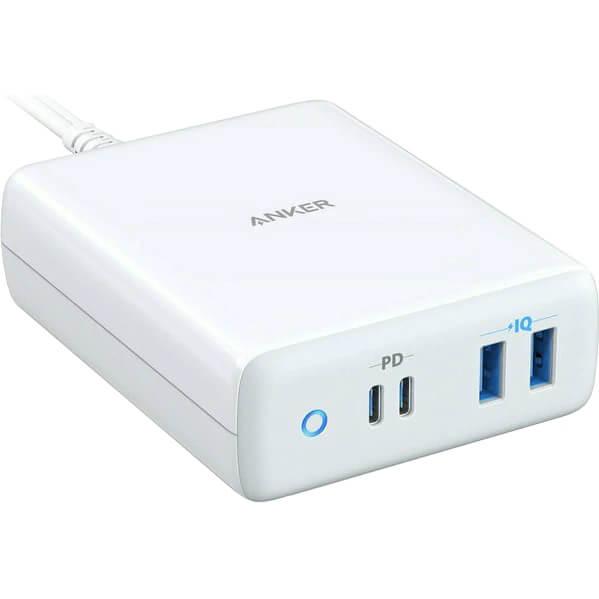 Захранване за ел. мрежа с 2xUSB-A и 2xUSB-C (PD) изходи за мобилни устройства (бял) - Anker PowerPort Atom PD 4 100W Wall Charger | JAR Computers Захранване за ел. мрежа с 2xUSB-A и 2xUSB-C (PD) изходи за мобилни устройства (бял) - Anker PowerPort Atom PD 4 100W Wall Charger