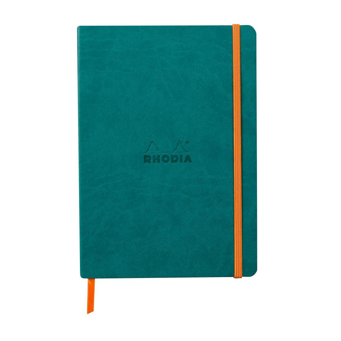 Бележник RHODIA Rhodiarama, A5, 80 л., редове, хартия шамоа 90 г, меки PU корици, пауновосин | JAR Computers Бележник RHODIA Rhodiarama, A5, 80 л., редове, хартия шамоа 90 г, меки PU корици, пауновосин