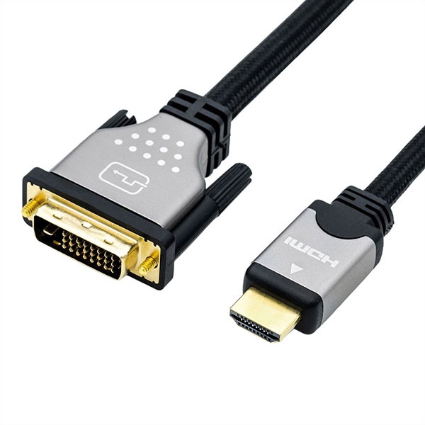 Cable DVI M - HDMI M, 5m, 4K, Roline 11.04.5873
