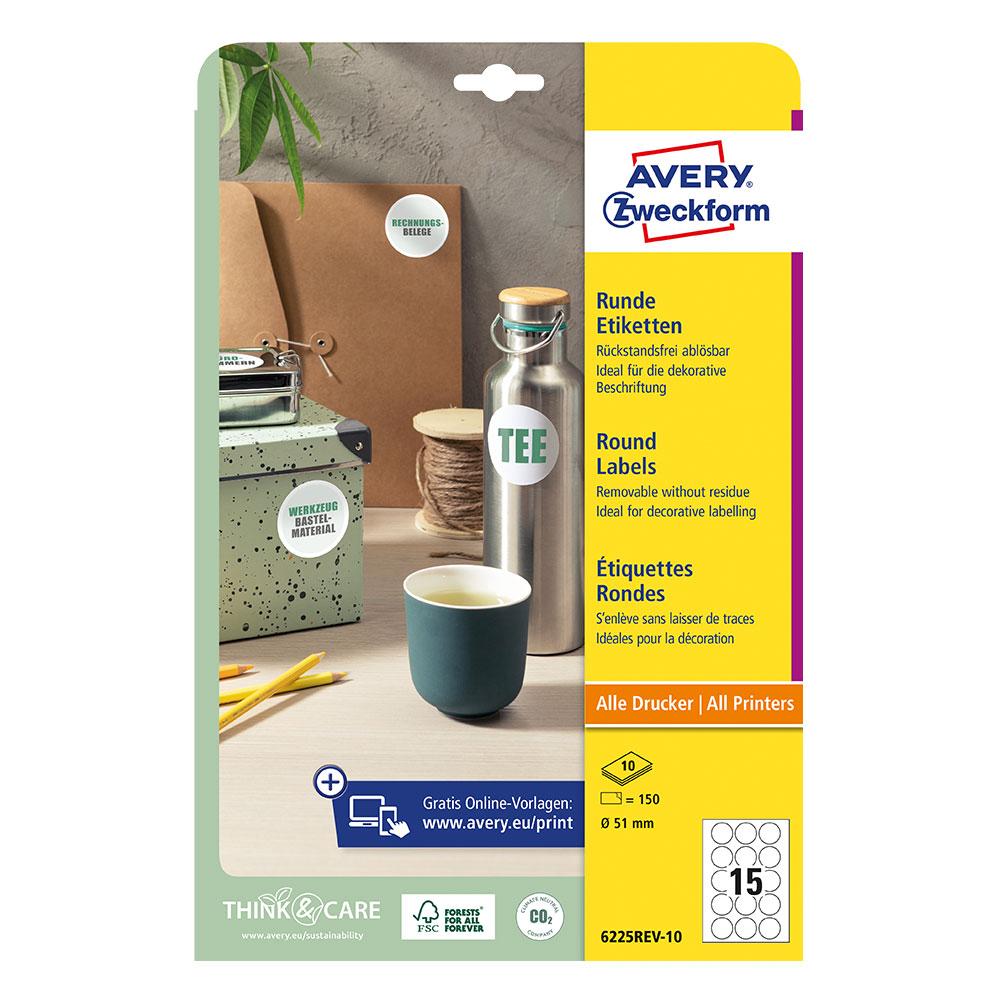 Етикети Avery отлеп. кръг ф51 15ет 10л