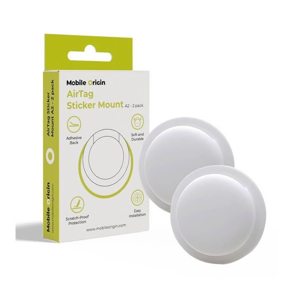 Комплект от 2 броя силиконови кейса със залепващо се фолио за Apple AirTag - Mobile Origin A2 Airtag Sticker Mount Case Pack (бял) | JAR Computers Комплект от 2 броя силиконови кейса със залепващо се фолио за Apple AirTag - Mobile Origin A2 Airtag Sticker Mount Case Pack (бял)