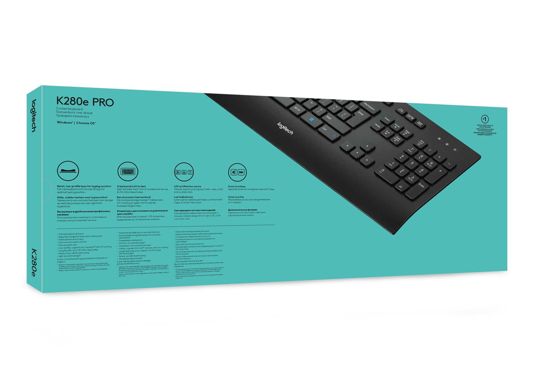 Logitech K280e for Business клавиатура Офис USB QWERTY Американски международен език Черен
