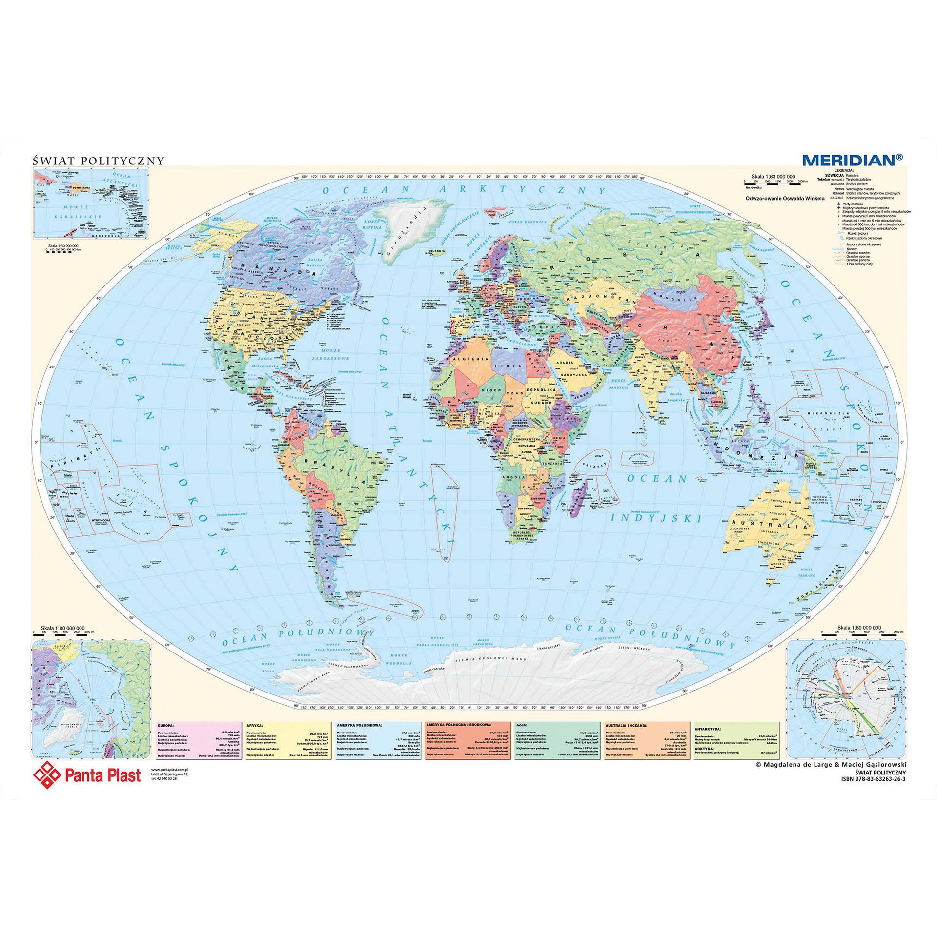 Panta Plast Подложка за бюро, 590 x 417 mm, с политически карти на Света и Европа