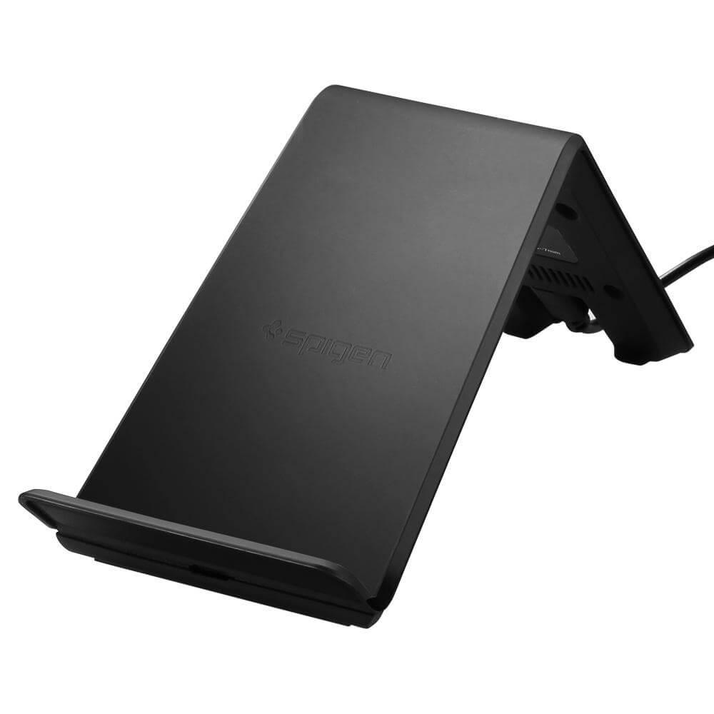 Поставка (пад) за безжично зареждане за QI съвместими смартфони - Spigen Dual Coil Fast Wireless Charger Stand F303W (черен) | JAR Computers Поставка (пад) за безжично зареждане за QI съвместими смартфони - Spigen Dual Coil Fast Wireless Charger Stand F303W (черен)