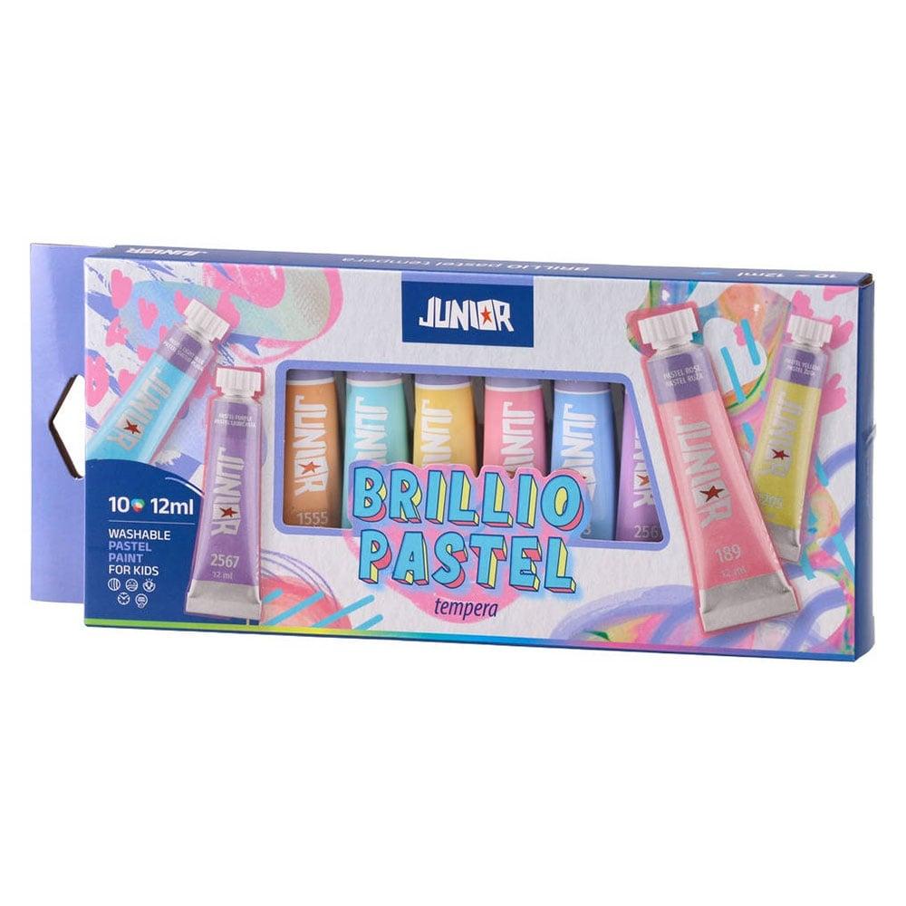Темперни бои Junior Brillio, в тубички по 12 ml, 10 пастелни цвята | JAR Computers Темперни бои Junior Brillio, в тубички по 12 ml, 10 пастелни цвята