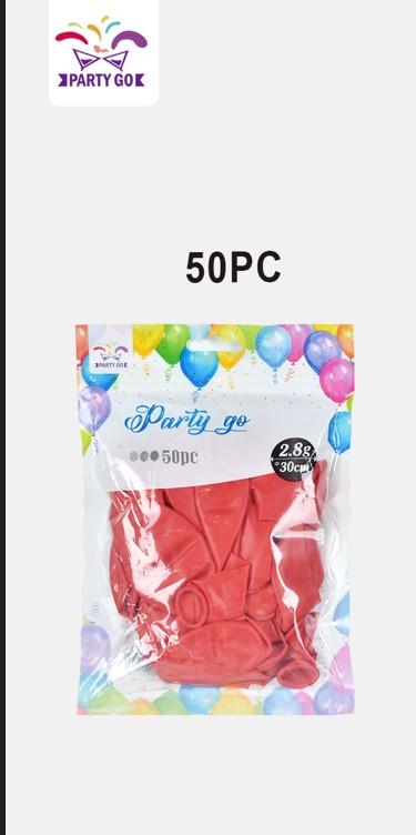 Балони PartyGo, червени, 30 см, 50 бр | JAR Computers Балони PartyGo, червени, 30 см, 50 бр