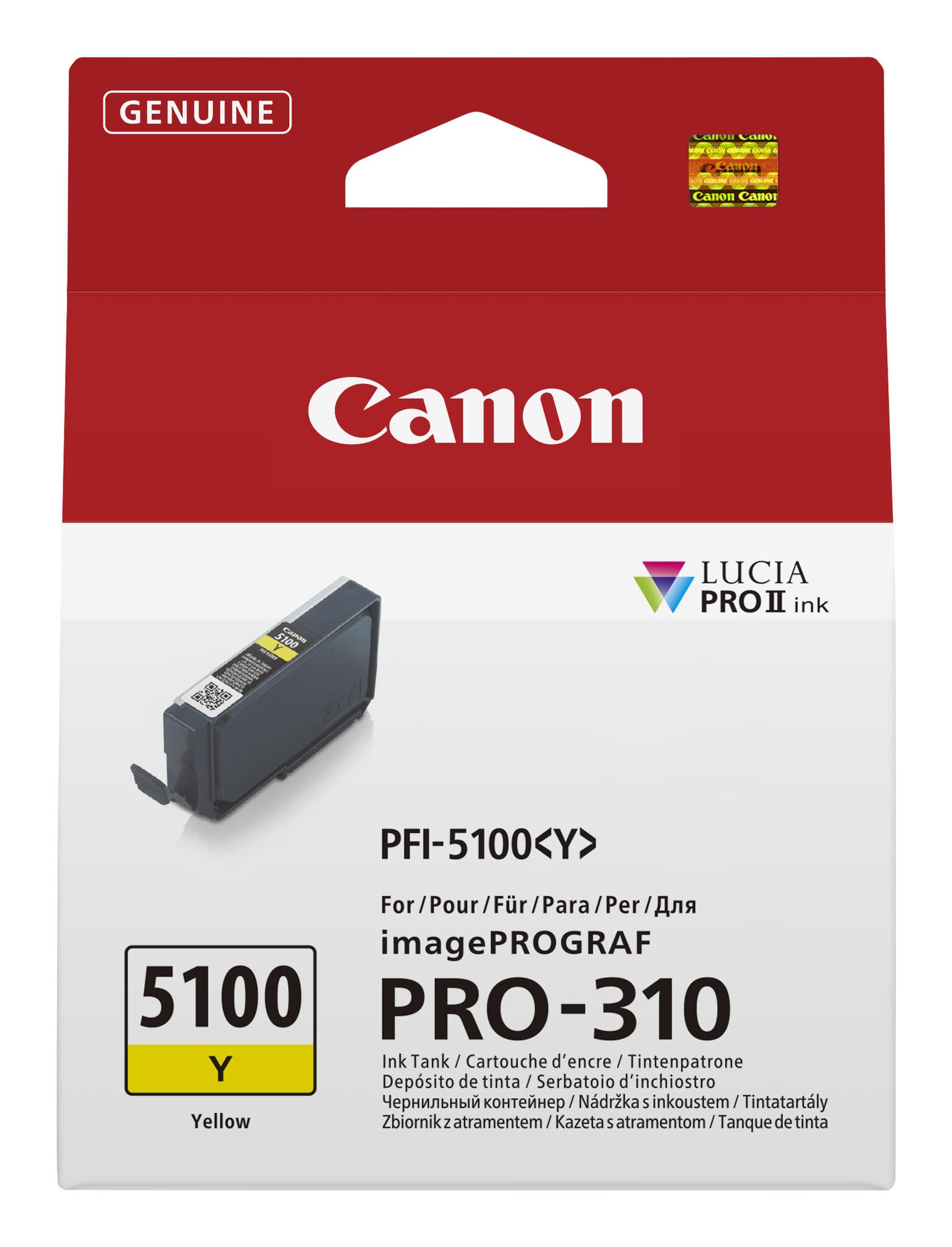 Canon PFI-5100 Y глава и патрон за мастиленоструен принтер 1 броя Оригинал Жълт | JAR Computers Canon PFI-5100 Y глава и патрон за мастиленоструен принтер 1 броя Оригинал Жълт