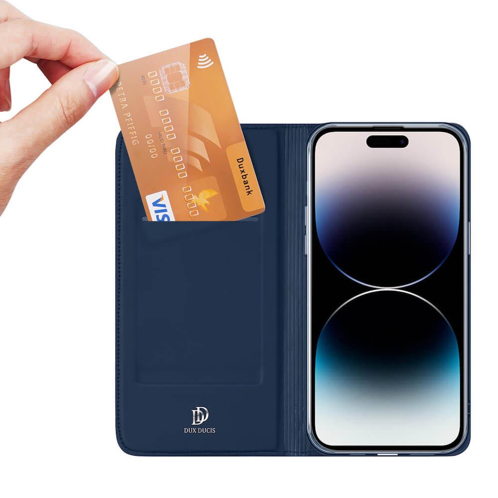 Кожен калъф с поставка и отделение за кр. карти за iPhone 15 Pro Max - Dux Ducis Skin Pro Case (тъмносин) | JAR Computers Кожен калъф с поставка и отделение за кр. карти за iPhone 15 Pro Max - Dux Ducis Skin Pro Case (тъмносин)