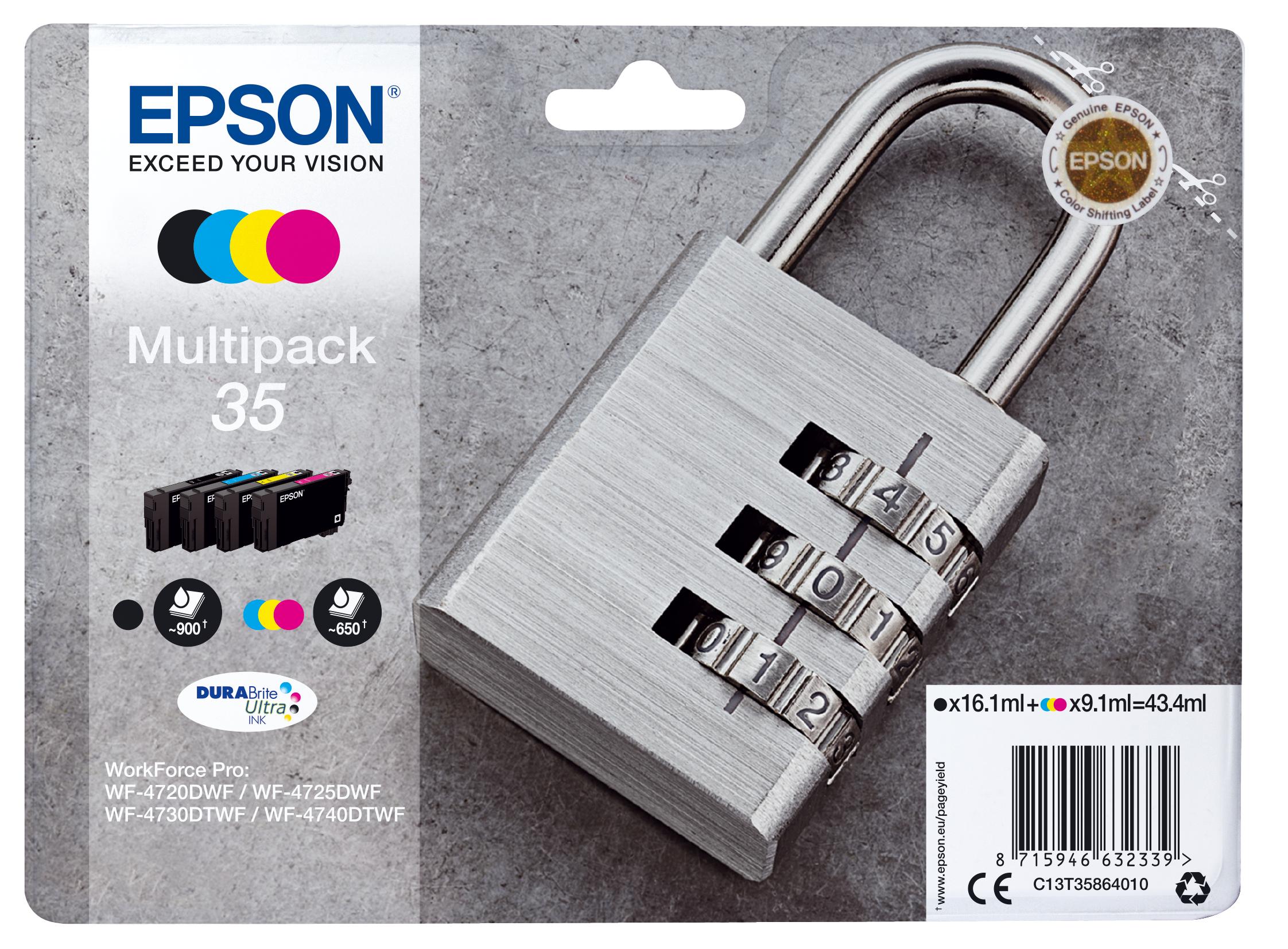 Комплект 4 глави за Epson WorkForce Pro WF-4720 Series - Ink - /35/ / C13T35864010 - BK/C/M/Y - Multipack - PN C13T35864010 | JAR Computers Комплект 4 глави за Epson WorkForce Pro WF-4720 Series - Ink - /35/ / C13T35864010 - BK/C/M/Y - Multipack - PN C13T35864010