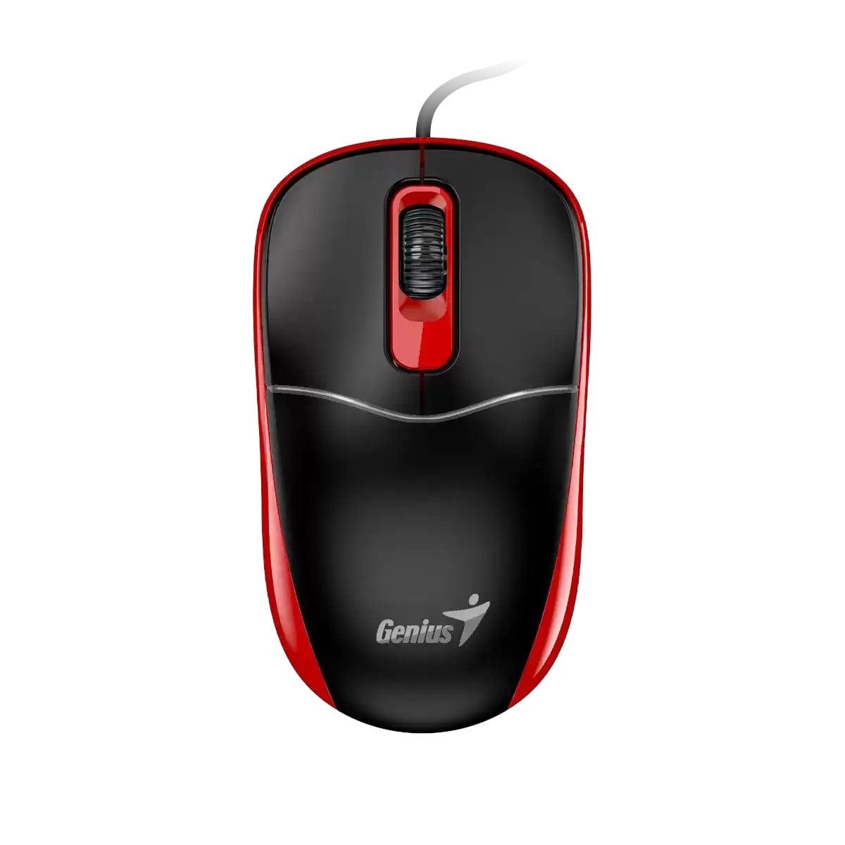 Мишка Genius DX-111, с кабел, USB Type-A, 3 бутона, червена